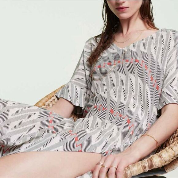 Asceno London x Amelia Graham Silk Kimono Midi Retro Bolt Print Dress in Black